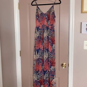 Japna Sleeveless Floral V Neck Long Maxi Dress Size Medium